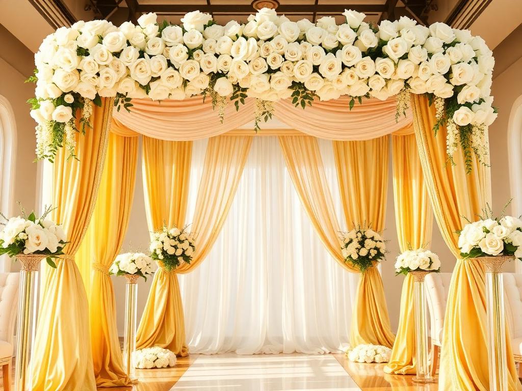 Ivory & Gold Cathedral wedding decor styling